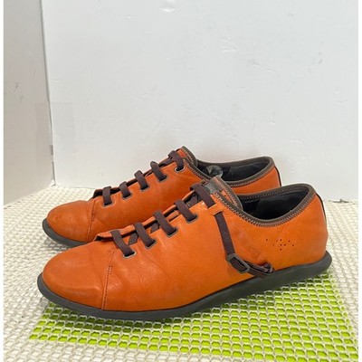 Camper Peu Cami Men's 44 Orange Leather Elastic Lace Sneakers Low Top