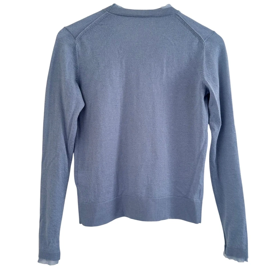 Cárdigan Suéter Azul Lafayette XXS Chifón Seda Borde 100% Cachemira - Leer Foto 2 de 4