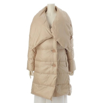 ISSEY MIYAKE Big Collar Long Down Coat Outer IM13FA530 Beige 2 Auth