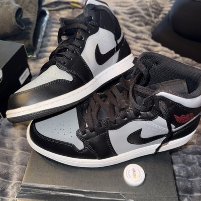NIKE Air Jordan 1 Mid Basketball Shoes Mens 11 Shadow Red Black Grey 554724-096
