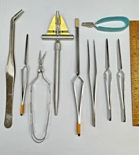Lot of 9 vintage Balsa Modeling Tools Strip Cutter Tweezers Clamps Cutters