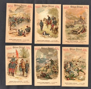 Russo Japanese War 6 Rare Chocolat Poulain Trade Cards 1905 Soldiers Ships