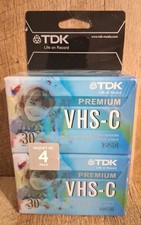 4 Pack TDK VHS-C Camcorder Videocassette Tapes Sealed HG PREMIUM -NEW SEALED NOS