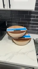 Two Brand New Serving Bowls with Utensils Still In Package