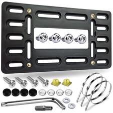 Universal Front License Plate Bracket No Drill Black