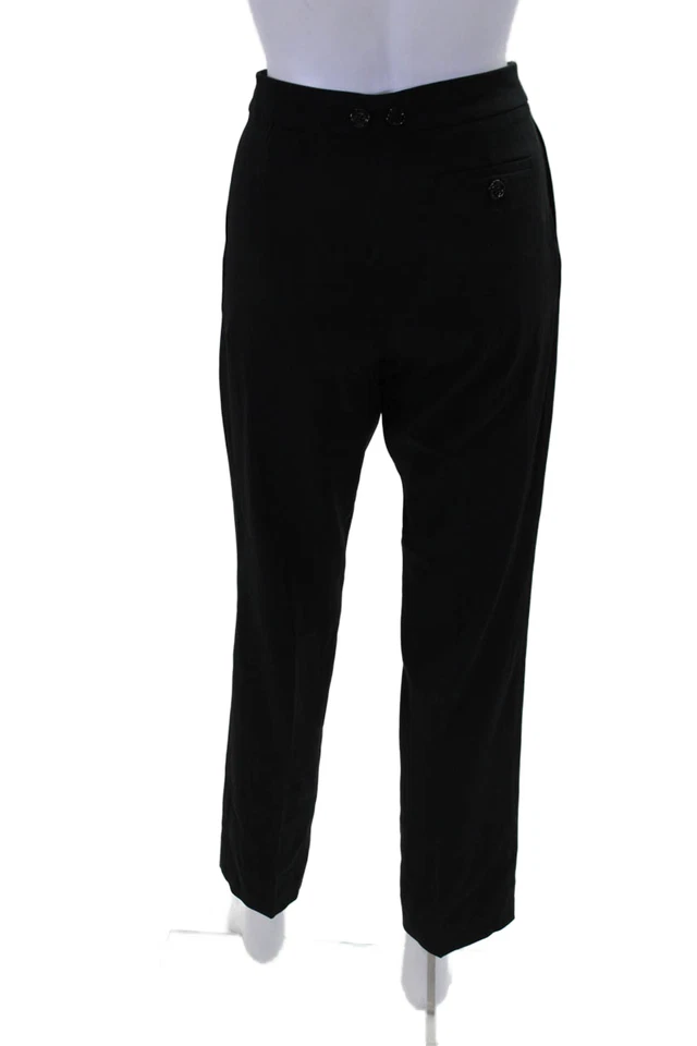 Pantalones de vestir Moschino baratos y elegantes para mujer arrugados pierna ajustada negros talla 8 Foto 3 de 4
