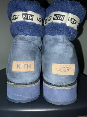 UGG x KITH Adirondack Platform Boot Blue Ink Womens 9 Shearling Vibram Sole Rare