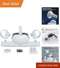 Efficient Quest 2 Charge Dock: 2 Rechargeable Batteries & Safe Charging Features