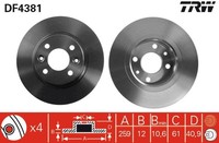 2X Trw Bremsscheibe DF4381 FüR Dacia Renault Sandero Twingo Smart 453 Fortwo 1 2