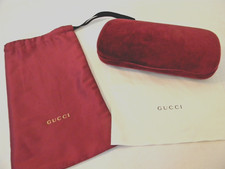 Genuine GUCCI Velvet Clamshell Burgundy Eyeglasses/Sunglasses Case w/Cloth Pouch