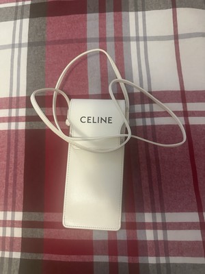 Celine White Crossbody Cellphone Sunglasses Case Pouch Preowned