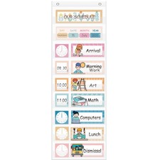 Daily Schedule Pocket Chart with 47 Dry-Erase Reusable Cards - Visual Schedul...