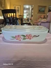 Vtg Fire King Anchor Hocking Peach Blossom Refrig Dish w/lid - OVAL
