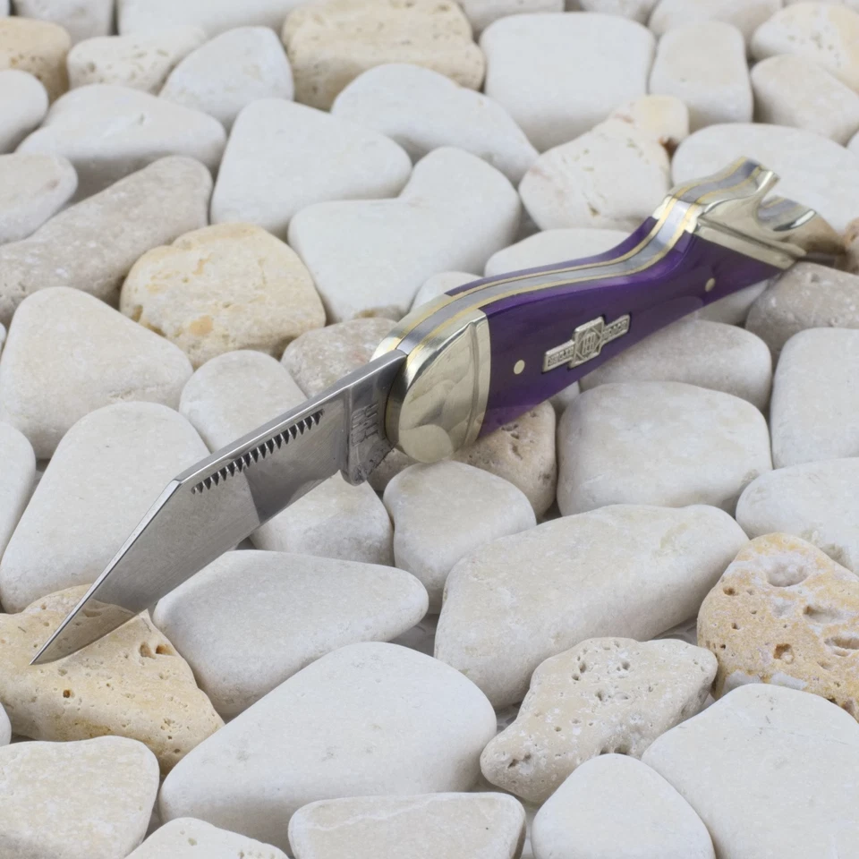 Rough Ryder Small Leg Knife RR1271 Purple Smooth Handles Single Folding Blade - Image 3 of 4