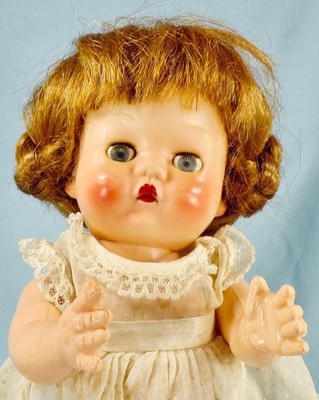 Curly Girl Pedigree Delite Grumpy Doll Hard Plastic 10in Braided Hair 1950s