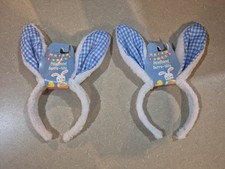 2 EASTER Headbands Blue / White Ears Decorations