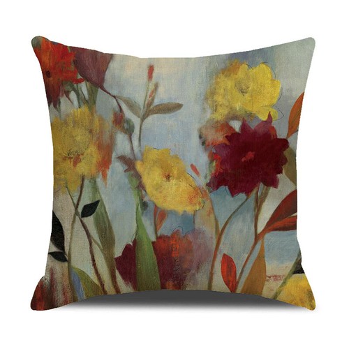 18" Vintage Flowers Pillow Covers Rustic Orange Yellow Poppy Floral Cushion Case - Picture 16 of 39