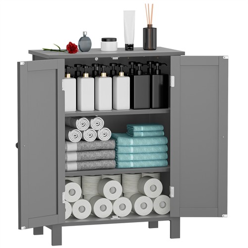 Mueble de baño de madera organizador de almacenamiento independiente con 3 estantes  - Imagen 8 de 24