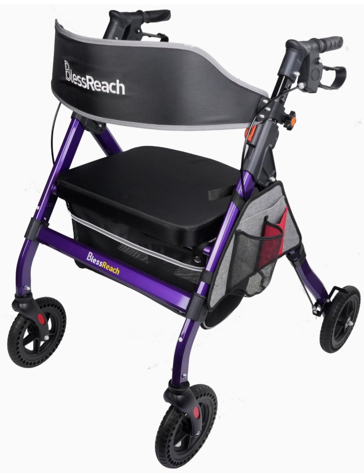 NEW BlessReach Heavy Duty Rollator Walker Wide Seat & Backrest Supports 450lbs