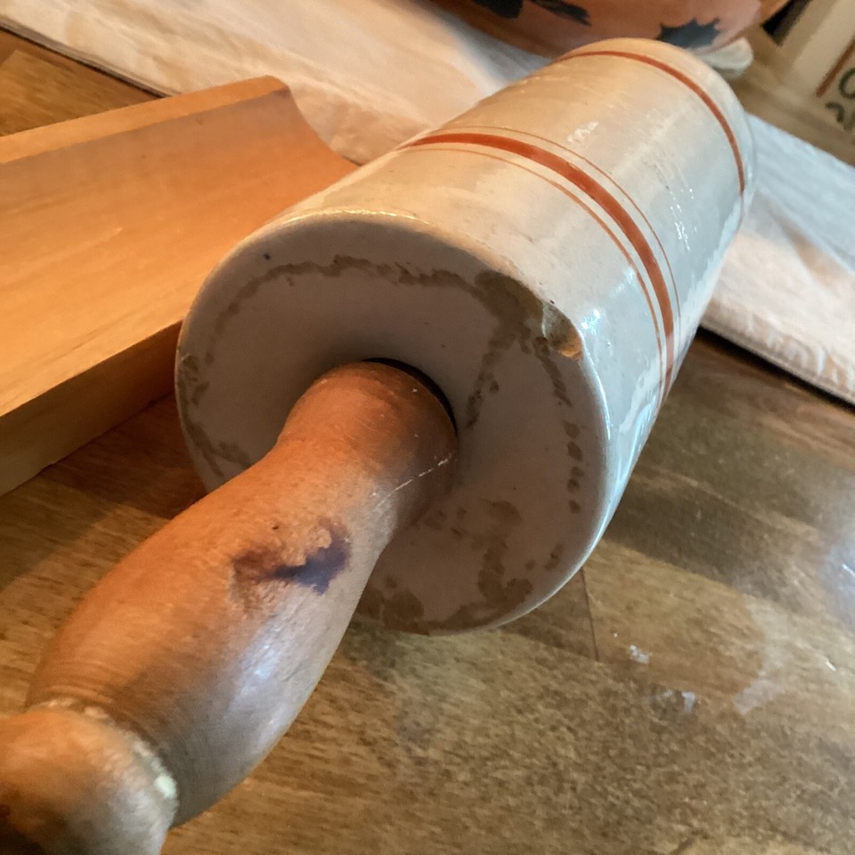 Antique Stoneware Rolling Pin Rust Bands. 10” Around eBay