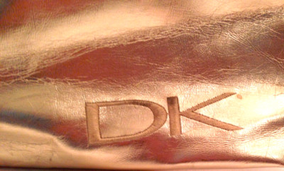 Donna Karan Gold Metallic Faux Leather Large Purse Hand Bag Magnet Closure New