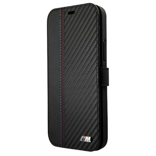 BMW iPhone 12 mini 5,4" M Collection PU Carbon Stripe Bookcase/Wallet Black - Picture 4 of 12