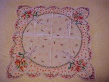 VTG White Hanky Tiny Tulips 82471