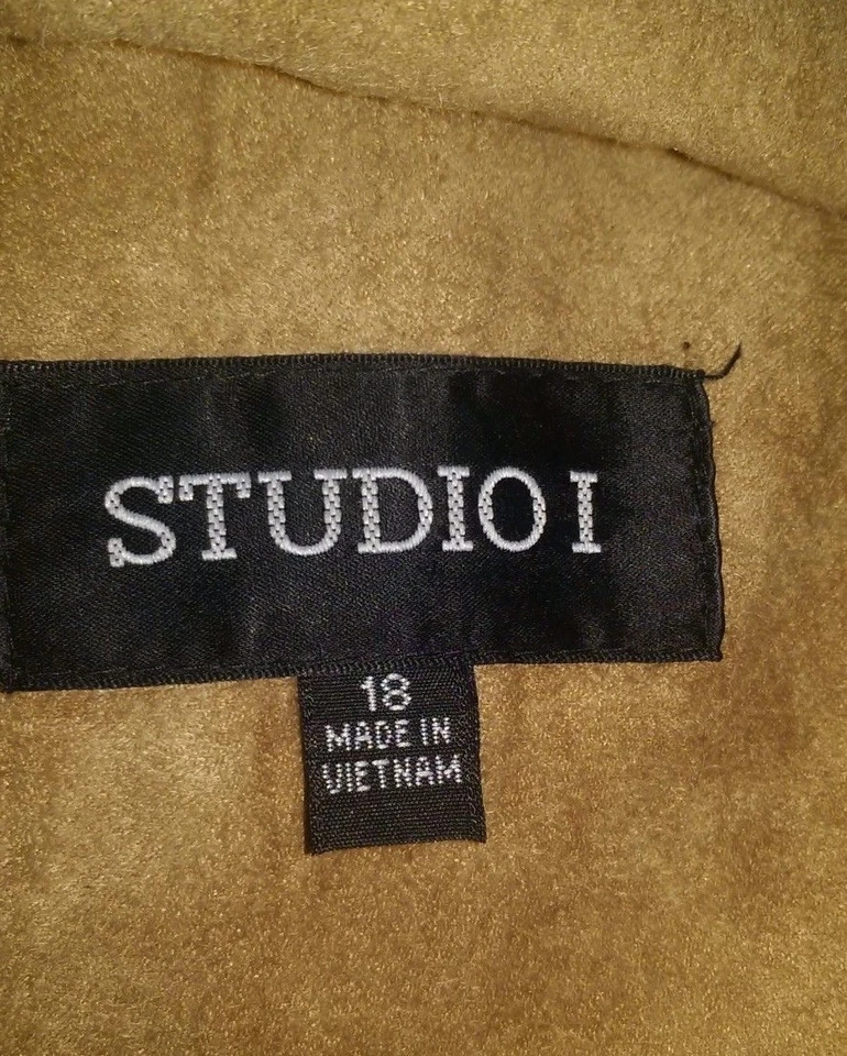Studio I женщин Blazer Куртка Пальто размер 18 замша верблюд черный новый - Изображение 2 из 4