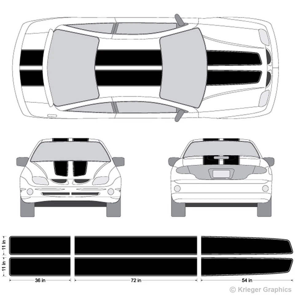 Calcomanías gráficas de vinilo EZ Rally Racing Stripes 3M para Pontiac Sunfire o Solstice Foto 2 de 4