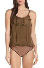 Free People Women Not Tired Bodysuit Army Size S