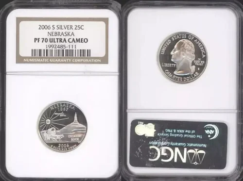 2006-S NEBRASKA SILVER STATE QUARTER 25C NGC PF70 ULTRA CAMEO PROOF COIN
