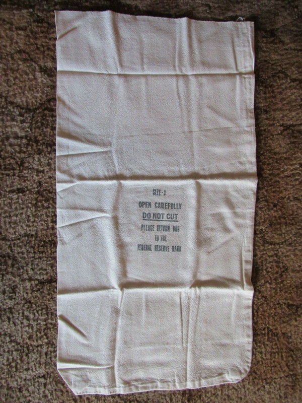 CANVAS BANK BAG  FED., RESERVE BANK "J"     "SIZE 33"x17"   #20