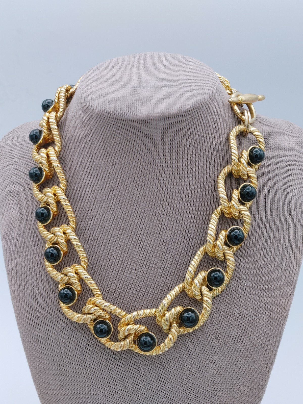 Vintage Chunky Gold Tone Black Bead's Kenneth  Ja… - image 3