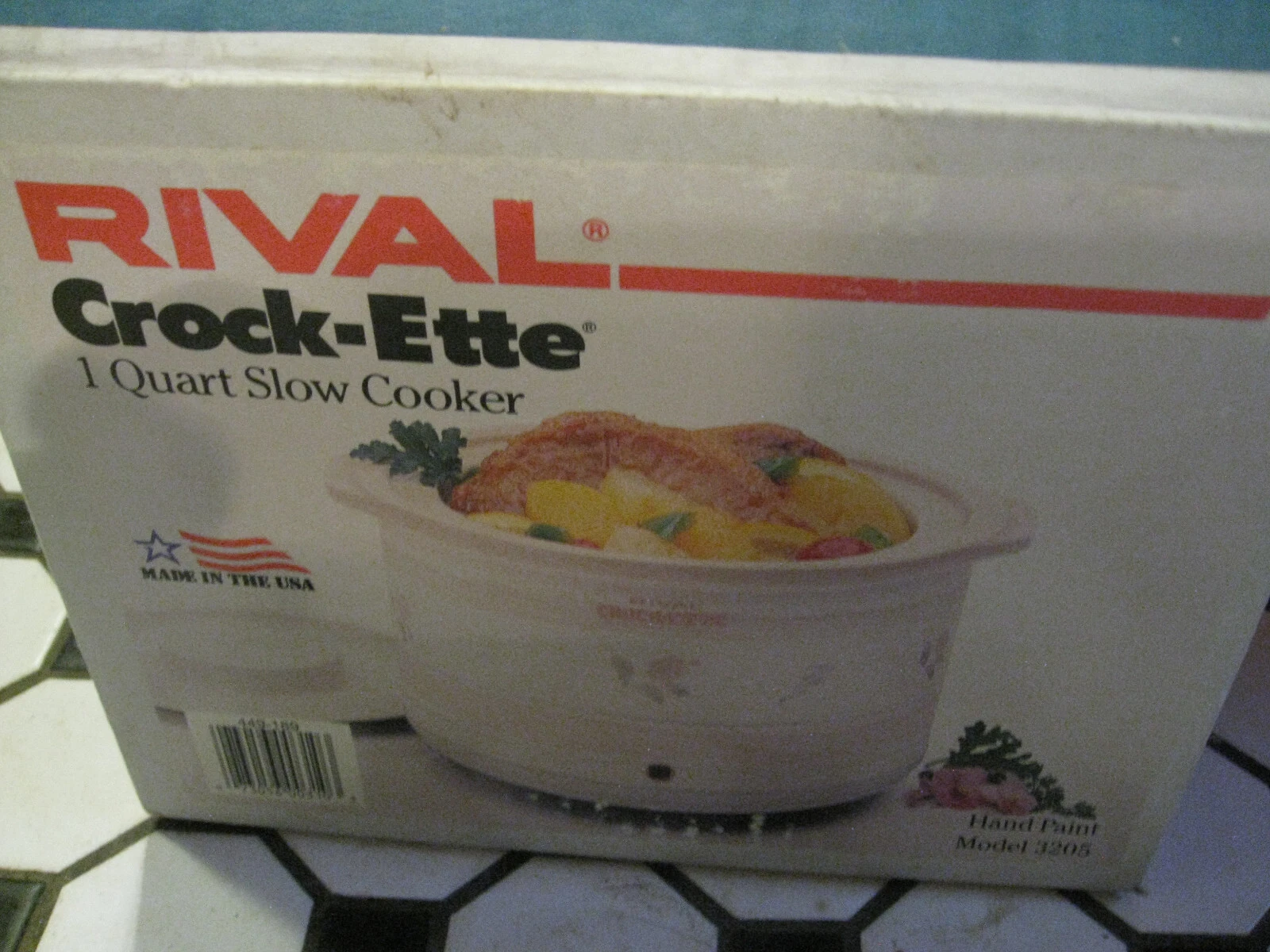 Vintage Rival Crock-Ette 1 Qt Slow Cooker 3205 Crockpot hand paint flower deisgn