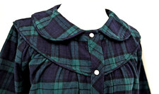 THE VERMONT COUNTRY STORE Black Watch Plaid Flannel Pearl Snap Nightgown L VEUC