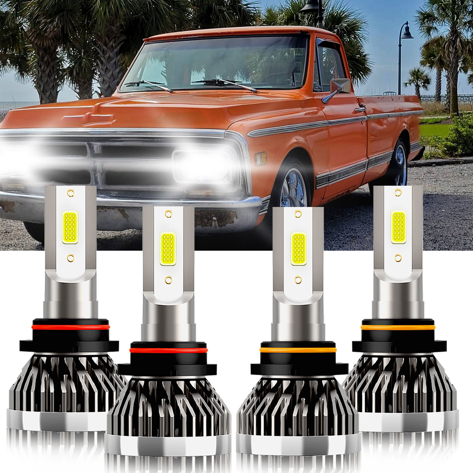 For GMC C2500 1988-2000 9005 9006 LED Headlight Bulbs High Low Beam Combo Kit