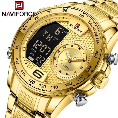 NAVIFORCE Men Steel Watches Top Brand Big Case Digital Wristwatch Sport Watch - Picture 1 of 18