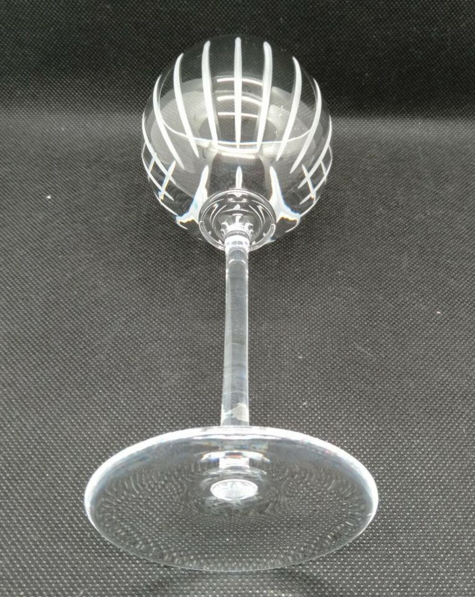 HERMES Fanfare Pair Wine Glass Crystal Clear Glasses Glassware