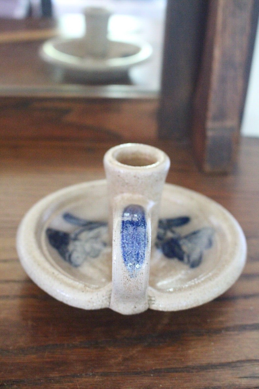 Vintage Rowe Pottery Works Chamber Stick 1986 Salt Glazed Stoneware Candle Stick