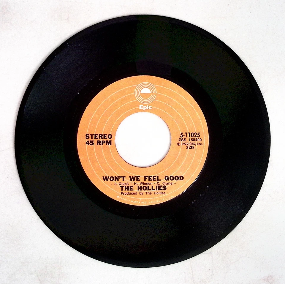 THE HOLLIES — ЗАМЕДЛЯЙТЕСЬ/НЕ БУДЕМ ЛИ МЫ ЧУВСТВОВАТЬ СЕБЯ ХОРОШО EPIC RECORDS ВИНИЛ 45 79–126 - Изображение 3 из 3