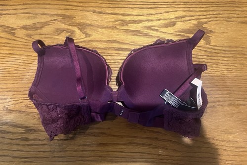 NWT Victoria’s Secret Very Sexy Push-Up Bra 32B Wine Floral Lace #8 - Picture 2 of 3
