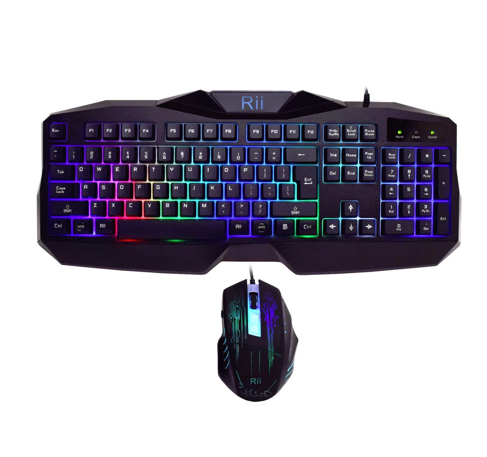Rii RM400 Gaming Keyboard & Mouse Combo Bundle 7-Colors Backlit LED for Mac/PC - Image 2 of 4