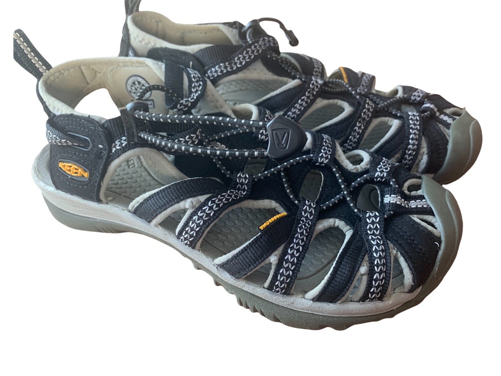 KEENS sandali donna Whisper impermeabili grigio e nero 6 usati in ottime condizioni scarpe acqua Keens