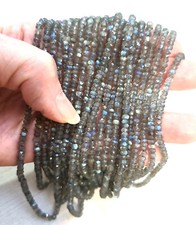 5 Strands Natural Labradorite Faceted Rondelle Beads 3.2mm-3.6mm 13.5" Strand