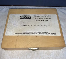 American Machine & Took AMT 7 Pc Bit Set A707 Flat Bottom Hole Set Boxed