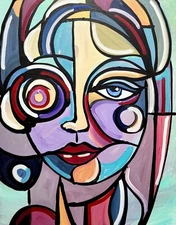 CORBELLIC EXPRESSIONISM 16X20 TIME TRAVELER CUBIST FINE ART HOME INTERIOR DESIGN