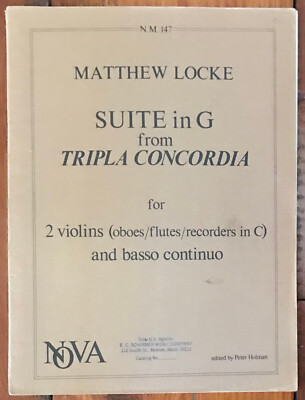 LOCKE ''SUITE IN G''  2 OBOES/VIOLINS/FLUTES/RECORDERS IN C, CONTINUO PB VG