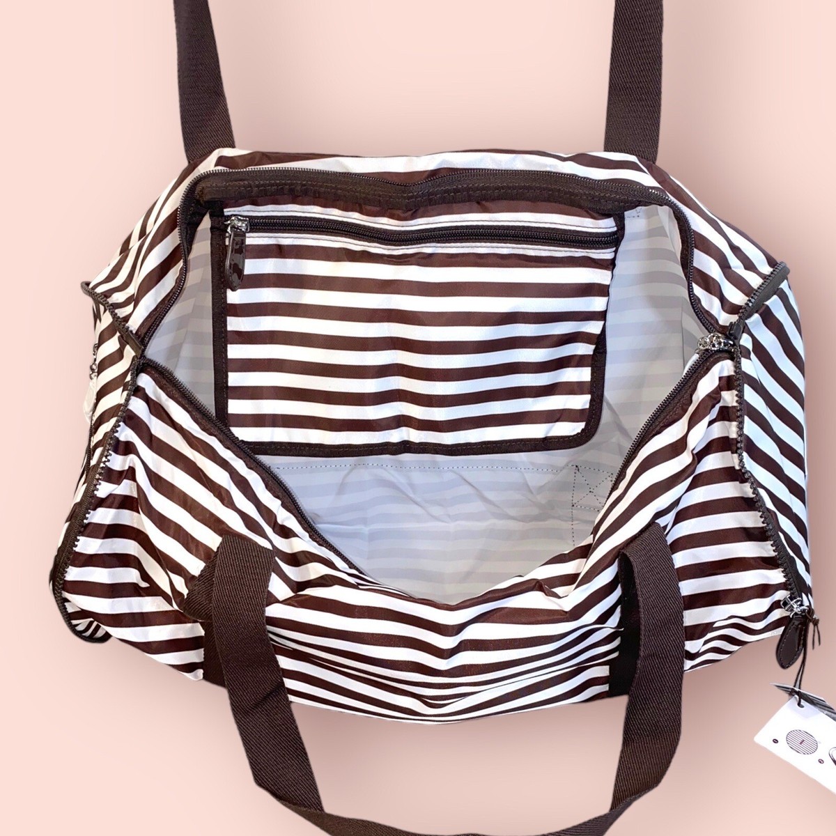 HENRI BENDEL 折りたたみ ボストンバッグ HENRI BENDEL Unisex Centennial Stripe Packable Designer Travel Gym