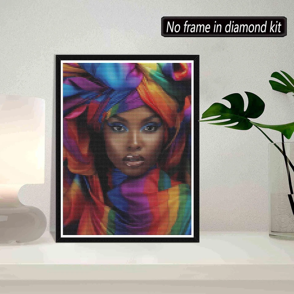 Kits de pintura arte diamante mujer africana 5D - Hágalo usted mismo arte diamante afroamericano, F Foto 2 de 4