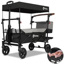 B Ware 150KG 110L Bollerwagen Faltbar mit Dach PU Reifen Bremsen für 2 Kinder